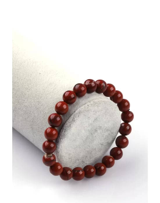 Red Jasper Doğal Taş Bileklik 8mm Küre Kesim