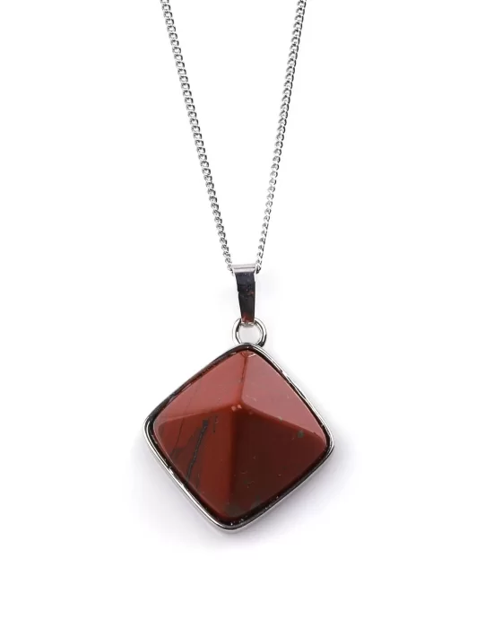 Red Jasper Doğal Taş Piramit Model Kolye