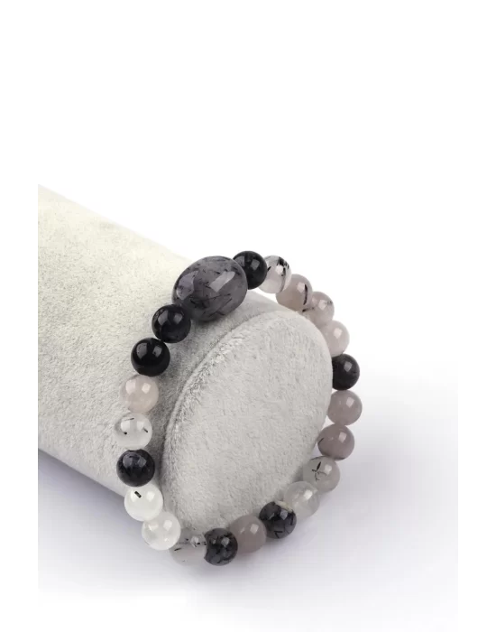 Rutil Kuvars Doğal Taş Bileklik 8mm Küre Kesim, Gemstone Bracelet