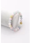 Akuamarin - Heliodor - Morganit Doğal Taş Bileklik 8 mm Küre Kesim, Gemstone Bracelet