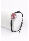 Çilek Kuvars Doğal Taş Makrome Örme Bileklik, Gemstone Bracelet