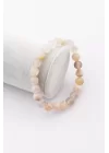 Flower Agate Doğal Taş Bileklik 8 mm Küre Kesim, Gemstone Bracelet