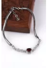 Garnet - Lal Doğal Taş 925 Ayar Gümüş Bileklik, Gemstone Bracelet