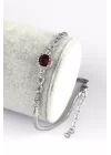 Garnet - Lal Doğal Taş 925 Ayar Gümüş Bileklik, Gemstone Bracelet