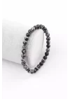 Karlı Obsidyen Doğal Taş Bileklik 6 mm Küre Kesim, Gemstone Bracelet