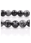 Karlı Obsidyen Doğal Taş Bileklik 6 mm Küre Kesim, Gemstone Bracelet