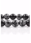 Karlı Obsidyen Doğal Taş Bileklik 8 mm Fasetli Küre Kesim, Gemstone Bracelet