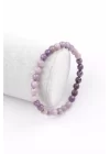 Lepidolit Doğal Taş Bileklik 6 mm Fasetli Küre Kesim, Gemstone Bracelet