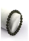 Moldavit Doğal Taş Bileklik 7 mm Küre Kesim, Gemstone Bracelet