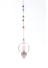 Pembe Kuvars - Çakra Doğal Taş Pandül Sarkaç, Gemstone Pendulum