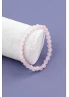 Pembe Kuvars Doğal Taş Bileklik 6 mm Küre Kesim, Gemstone Bracelet