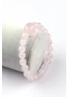 Pembe Kuvars Doğal Taş Bileklik 8 mm Küre Kesim, Gemstone Bracelet