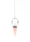 Pembe Kuvars - Kristal Kuvars Doğal Taş Markaba Model Pandül Sarkaç, Gemstone Pendulum