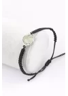 Prehnite Doğal Taş Makrome Örme Bileklik, Gemstone Bracelet