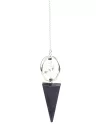 Shungite - Kristal Kuvars Doğal Taş Markaba Model Pandül Sarkaç, Gemstone Pendulum