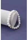 Süt Opal Doğal Taş Bileklik 8 mm Küre Kesim, Gemstone Bracelet