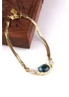 Topaz Doğal Taş 925 Ayar Gümüş Gold Renkli Bileklik, Gemstone Bracelet