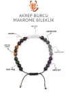 Akrep Burcu Taşlarından Oluşan Doğal Taş Makrome Bileklik 6 mm Küre Kesim - Burç Bilekliği - Akrep Burçları İçin Özel