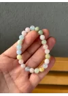 Akuamarin - Heliodor - Morganit Doğal Taş Bileklik 8 mm Küre Kesim, Gemstone Bracelet