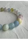 Akuamarin - Heliodor - Morganit Doğal Taş Bileklik 8 mm Küre Kesim, Gemstone Bracelet