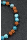 Apatit - Kokonat - Rudraksha Doğal Taş Makrome Örme Bileklik, Gemstone Bracelet