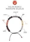 Aslan Burcu Taşlarından Oluşan Doğal Taş Makrome Bileklik 6 mm Küre Kesim - Burç Bilekliği - Aslan Burçları İçin Özel