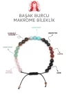 Başak Burcu Taşlarından Oluşan Doğal Taş Makrome Bileklik 6 mm Küre Kesim - Burç Bilekliği - Başak Burçları İçin Özel
