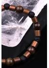 Bronzit - Hematit - Lav Doğal Taş Tasarım Bileklik, Gemstone Bracelet