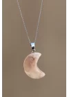 Flower Agate Doğal Taş Ay Model Kolye