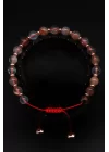 Hemato Kuvars Doğal Taş Makrome Örme Bileklik, Gemstone Bracelet