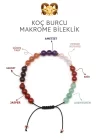 Koç Burcu Taşlarından Oluşan Doğal Taş Makrome Bileklik 6 mm Küre Kesim - Burç Bilekliği - Koç Burçları İçin Özel