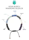 Kova Burcu Taşlarından Oluşan Doğal Taş Makrome Bileklik 6 mm Küre Kesim - Burç Bilekliği - Kova Burçları İçin Özel