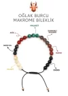 Oğlak Burcu Taşlarından Oluşan Doğal Taş Makrome Bileklik 6 mm Küre Kesim - Burç Bilekliği - Oğlak Burçları İçin Özel