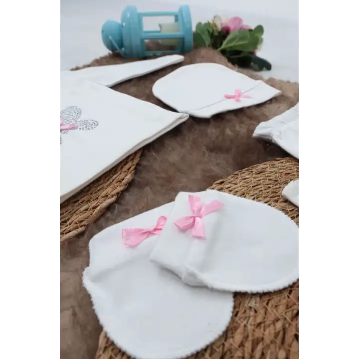 Sema Baby 5 Parça Hastane Çıkışı Zıbın Seti 0-3 Ay - Pink Butterfly