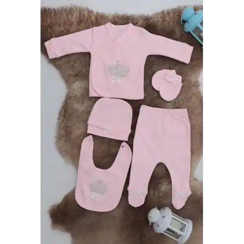 Sema Baby 5 Parça Hastane Çıkışı Zıbın Seti 0-3 Ay - Queen