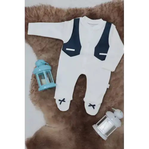 Sema Baby Pamuklu Bebek Tulum Seti 0-3 Ay - Smokin