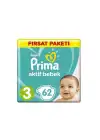 Prima Bebek Bezi Aktif Bebek 3 Beden 62 Adet Fırsat Paketi