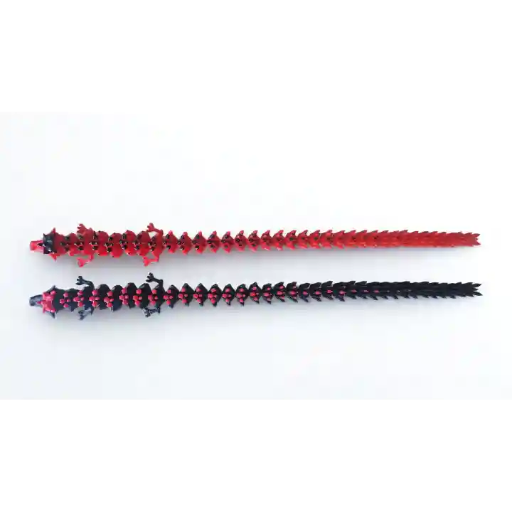 Riti Design - Volcano - 3D Hareketli Esnek Ejderha Figürü İkili Set - Siyah & Kırmızı 35cm