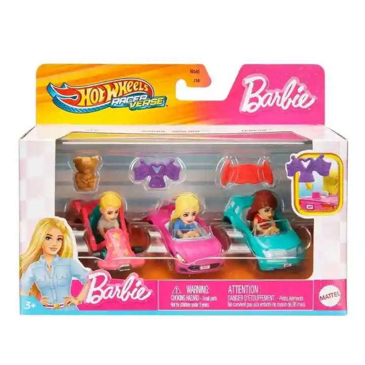 Hot Wheels Racerverse Barbie 3 lü Araba Seti JDG45