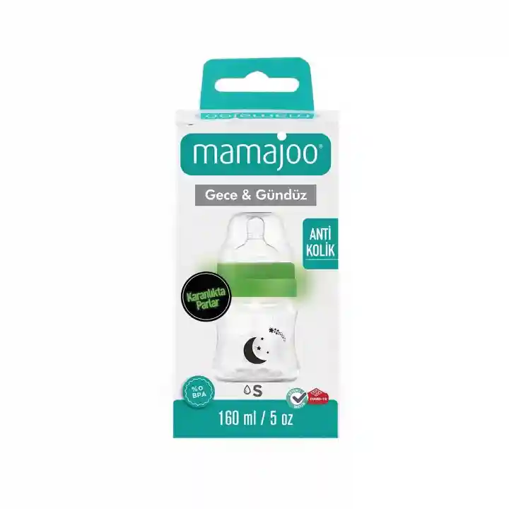 Mamajoo Gece & Gündüz Biberonu 160 ml & Anti-Kolik Biberon Emziği No:1 / S