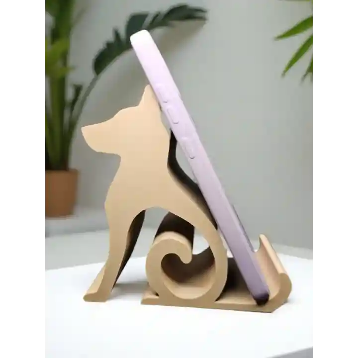 Riti Design - Canis - Minimalist Köpek Tasarım Masaüstü Telefon Tutucu - Bej