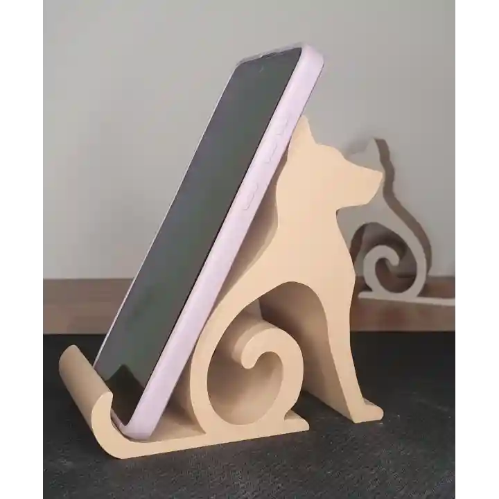Riti Design - Canis - Minimalist Köpek Tasarım Masaüstü Telefon Tutucu - Bej