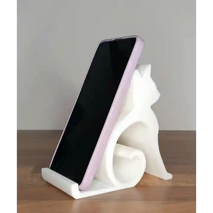 Riti Design - Felis - Minimalist Kedi Tasarım Masaüstü Telefon Tutucu - Beyaz
