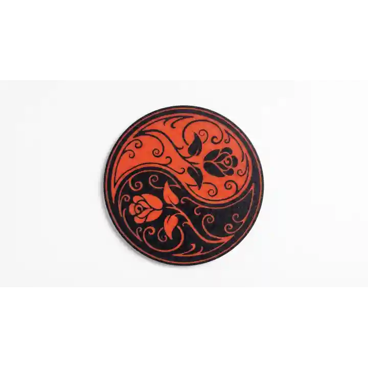 Riti Design - Yin Yang Gül - 3D Tasarım 4lü Bardak Altlığı Seti