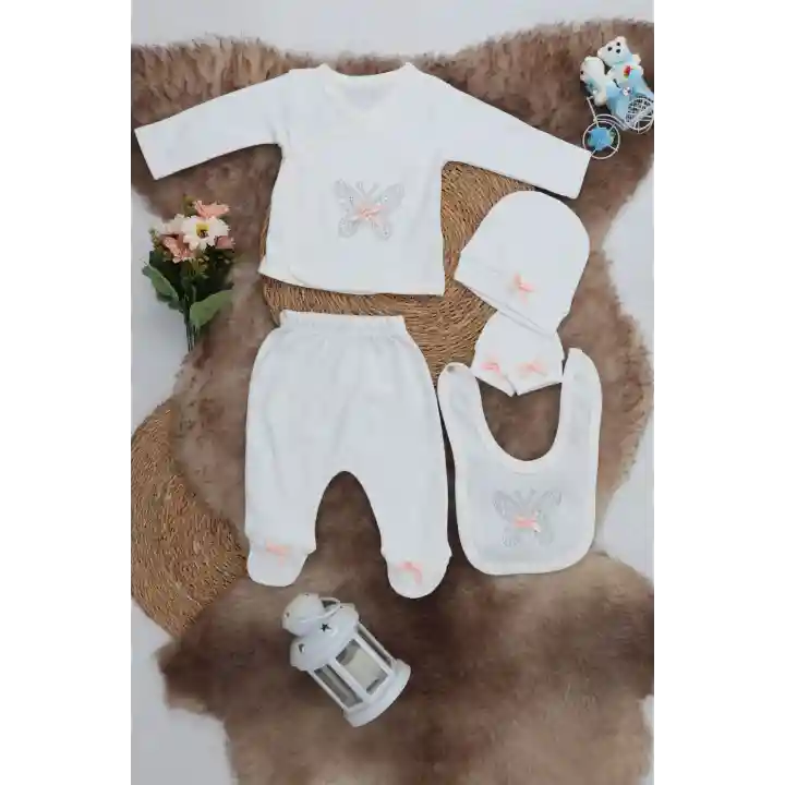 Sema Baby 5 Parça Hastane Çıkışı Zıbın Seti 0-3 Ay - Butterfly