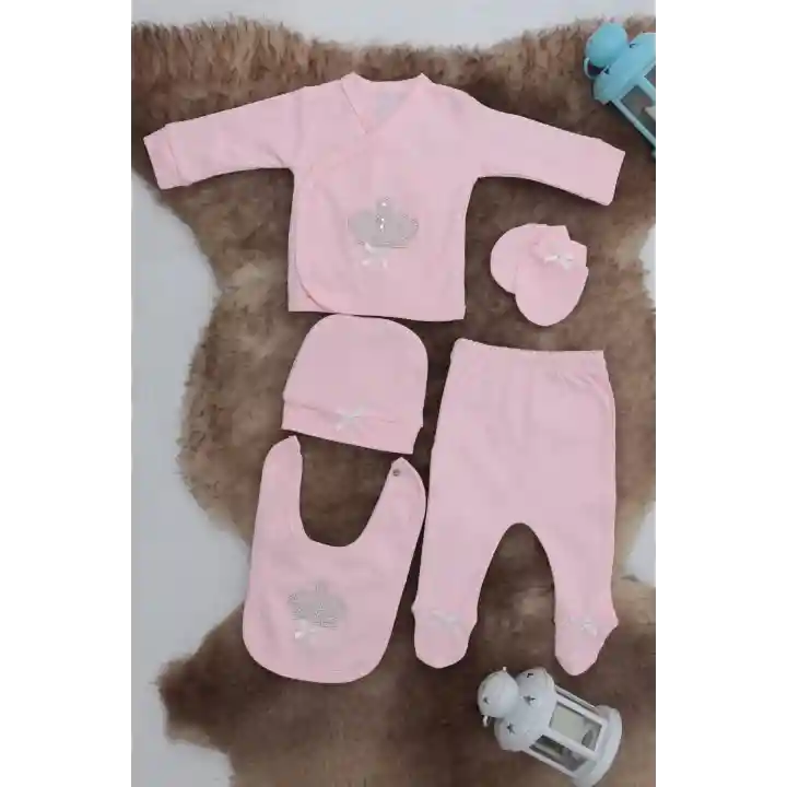 Sema Baby 5 Parça Hastane Çıkışı Zıbın Seti 0-3 Ay - Queen