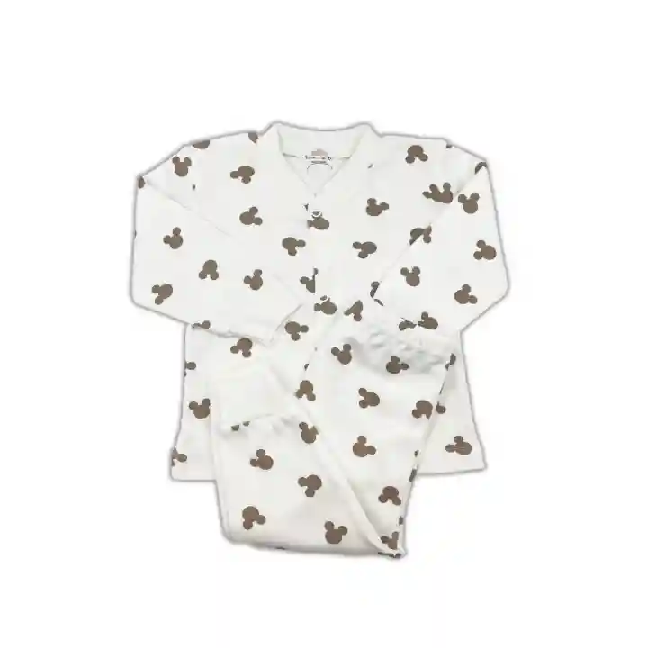 Sema Baby Mickey Mouse Bebek Pijama Takımı – Ekru 0-3 Ay