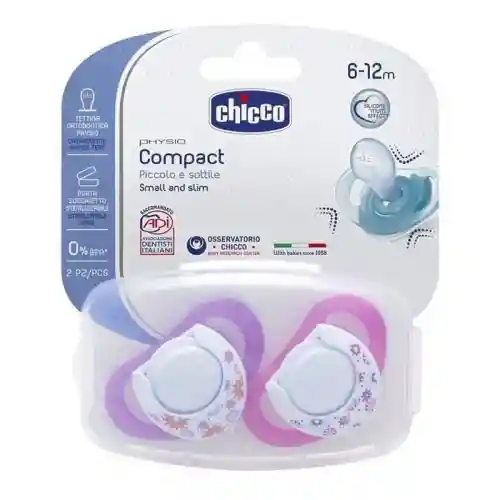 Chicco Physio Compact 2 li Silikon Emzik 12 ay+ Kız