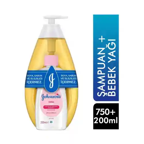 Johnsons Baby Gold Şampuan 750 ml + Bebek Yağı 200 ml
