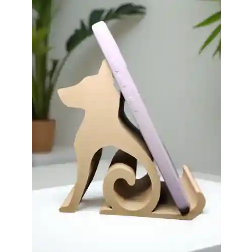 Riti Design - Canis - Minimalist Köpek Tasarım Masaüstü Telefon Tutucu - Bej
